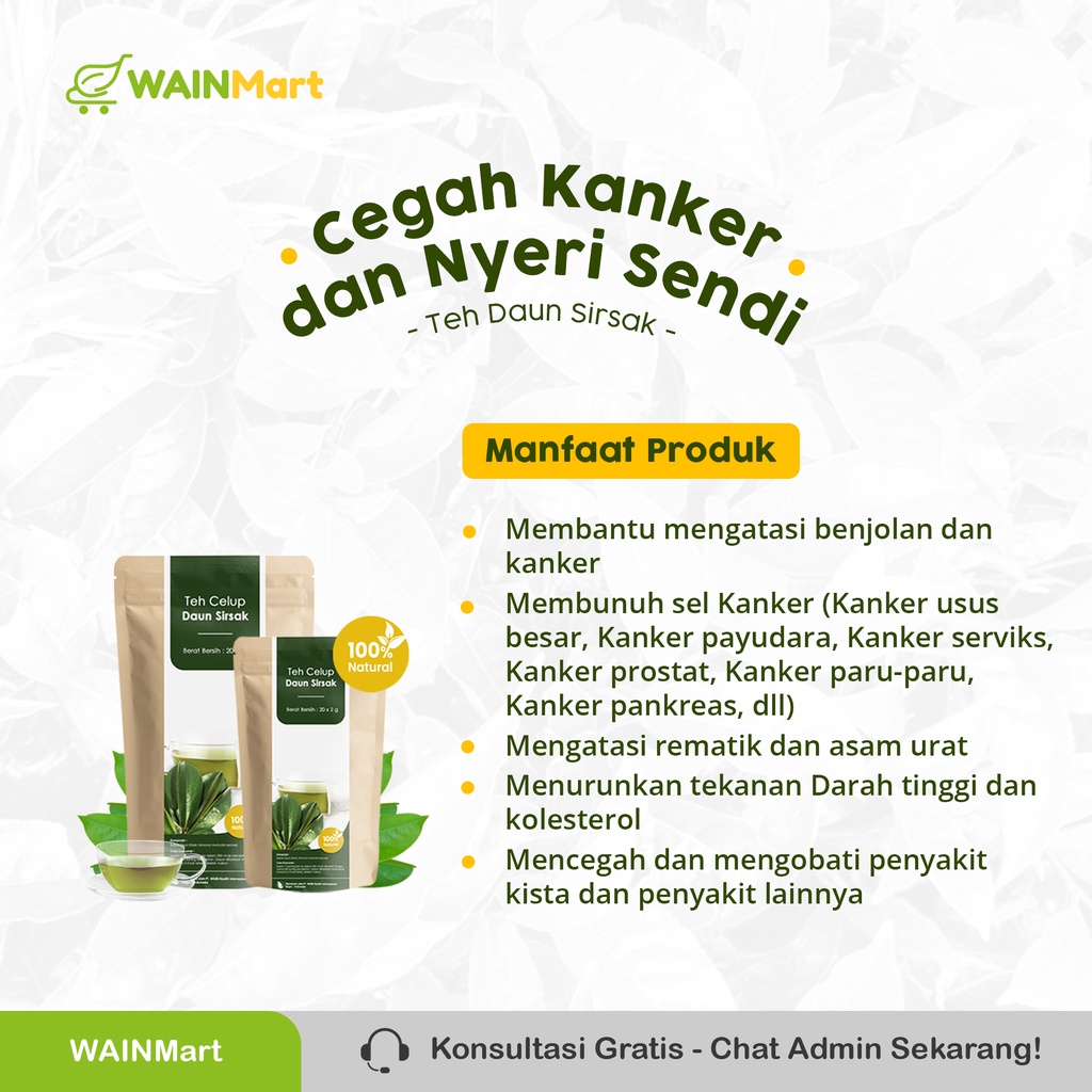 ANTI KANKER !!! Teh Celup Daun Sirsak Penyembuh Diabetes dan Teh Asam Urat Terampuh, 100% Organik Alami Teh Sirsak Herbal