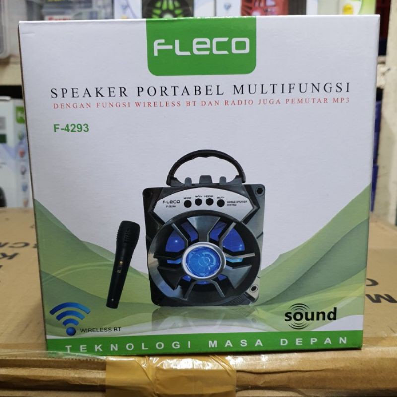 Speaker Suara bass Speaker Bluetooth Fleco F 4293 + Bonus Mic