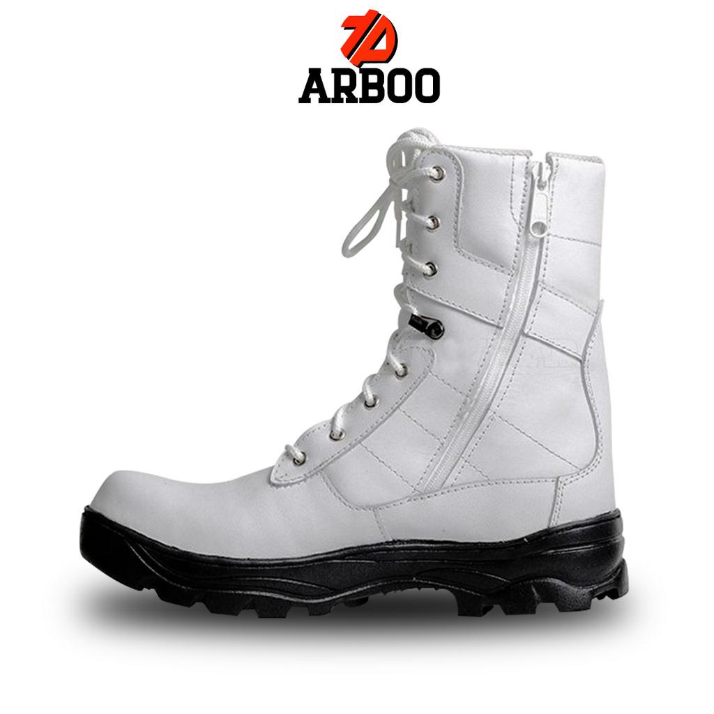 PROMO SEPATU PDL PUTIH PDH PATENKA KULIT ASLI BOOTS SAFETY