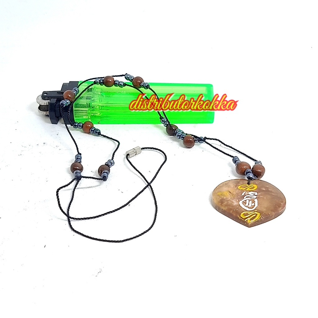 Kalung manik kokka kaukah love manik ukir COKLAT