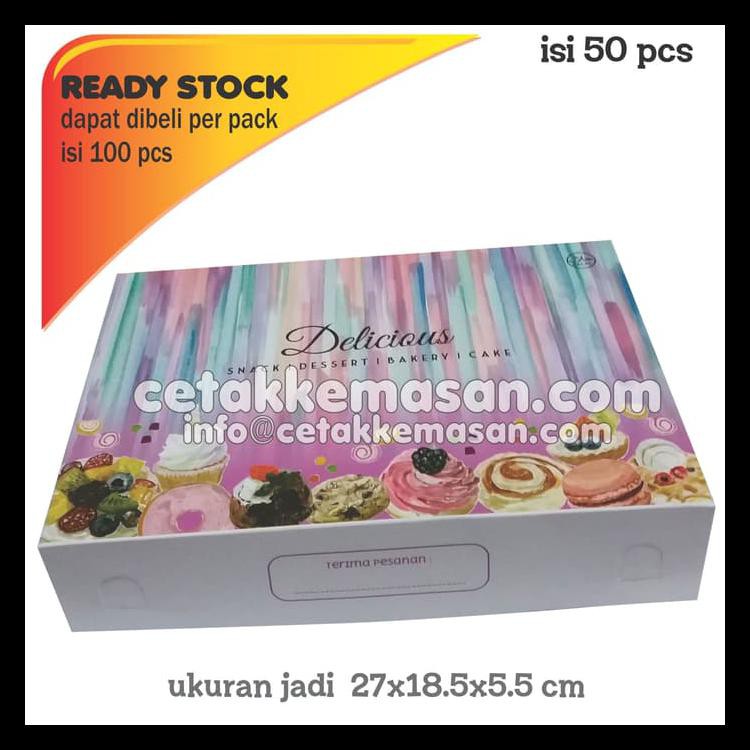 

Dus Box Kemasan Roti Kue Donat Uk 27 X 18,5 X 5,5 Cm Foodgrade Terlengkap