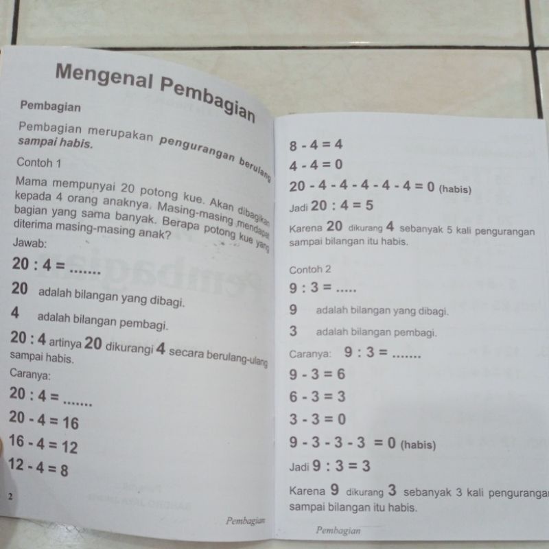 Paket isi 4 Buku Matematika (Pertambahan, Pengurangan, Perkalian, Pembagian) Untuk Anak TK/SD