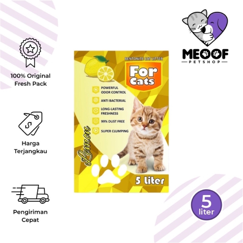 Pasir FOR CATS FORCATS 5 Liter Lemon Pasir Kucing Gumpal Wangi Cat Litter