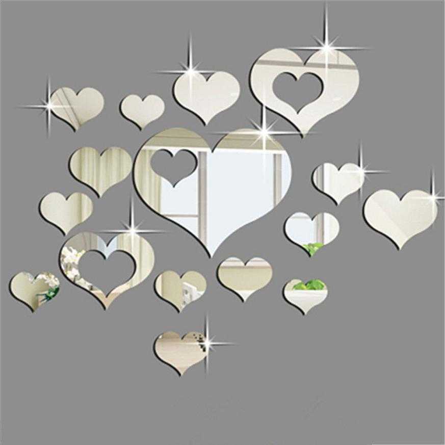 TD-AI SOLEDI Sticker Dekorasi Dinding Love Mirror Acrylic 16 PCS - SL08