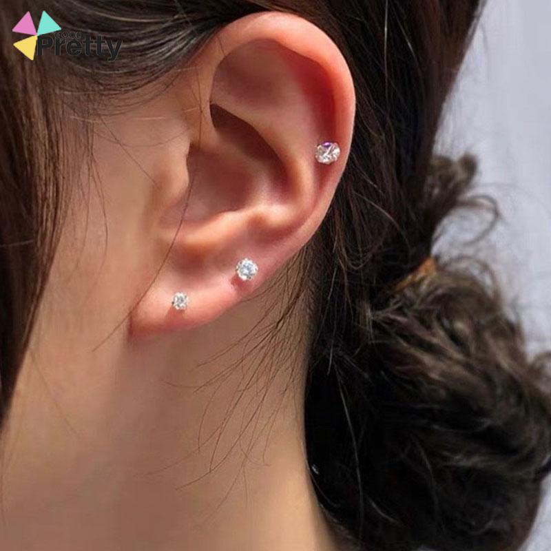 1PC Anting Tusuk Anti Karat Anti Alergi Zirkon Mini Stainless Steel Kualitas Tinggi Aksesoris Wanita Sodoo - PD