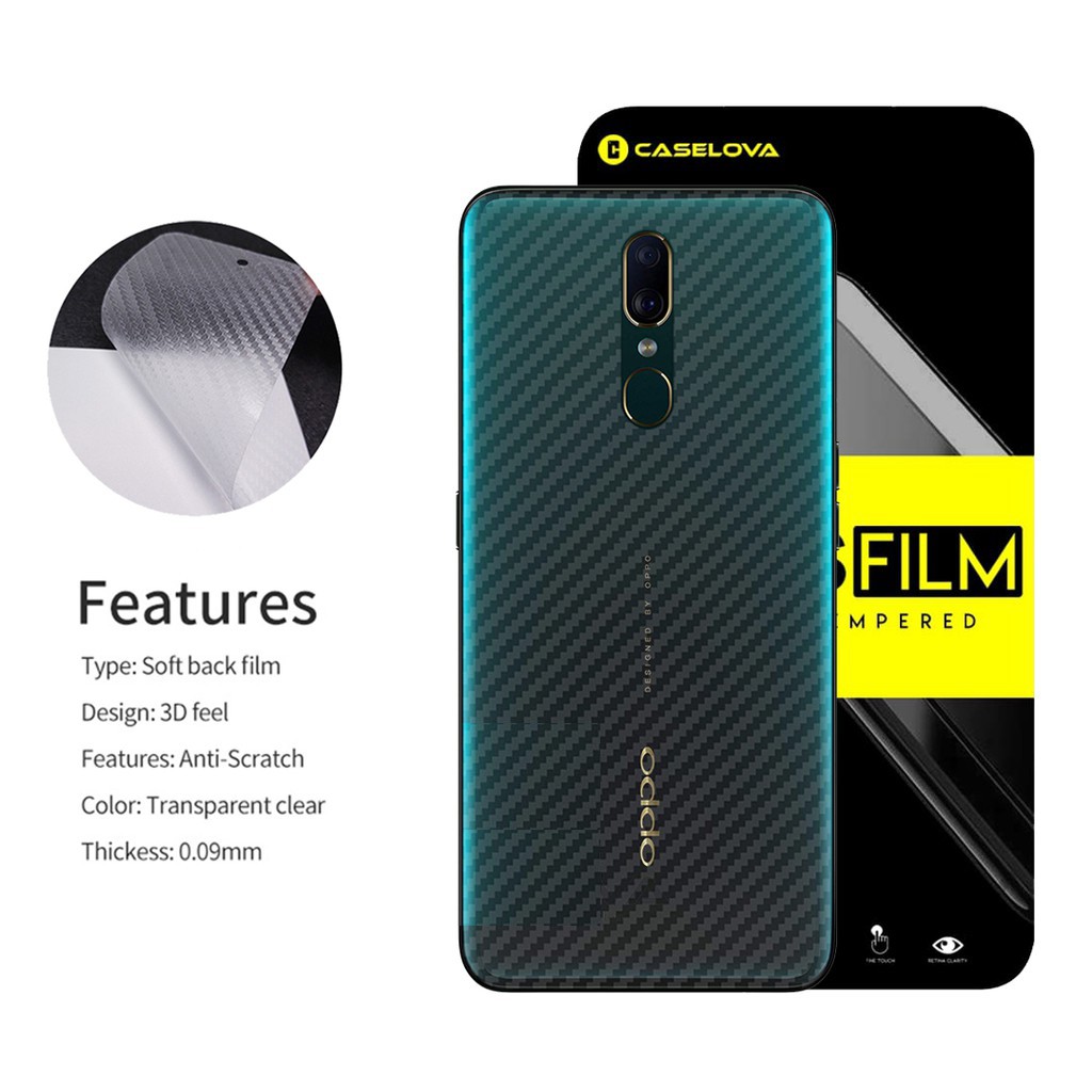 Carbon Garskin for Oppo F11 Premium 3D Carbon Back Skin Anti Gores Belakang