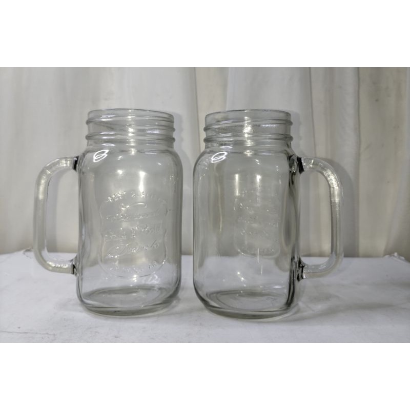 GELAS JAR kaca Harvest gagang , gelas cafe,