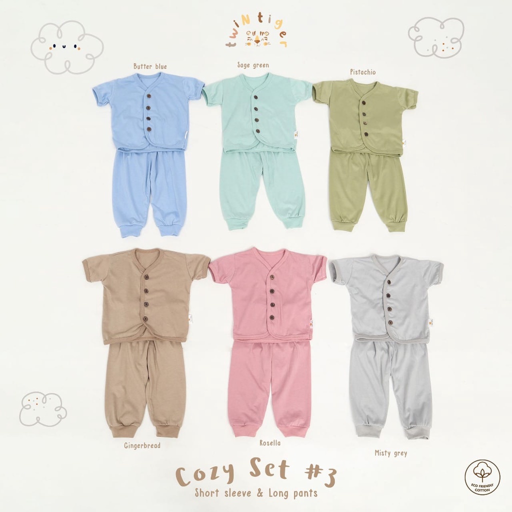 Twin Tiger Baby Cozy Set Setelan Pendek Celana Panjang Bayi 0 - 18 Bulan