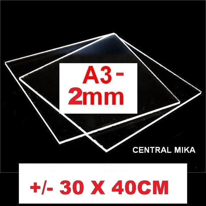 

Acrylic / acrilic / akrilik bening, UKURAN +/- A3 tebal 2mm