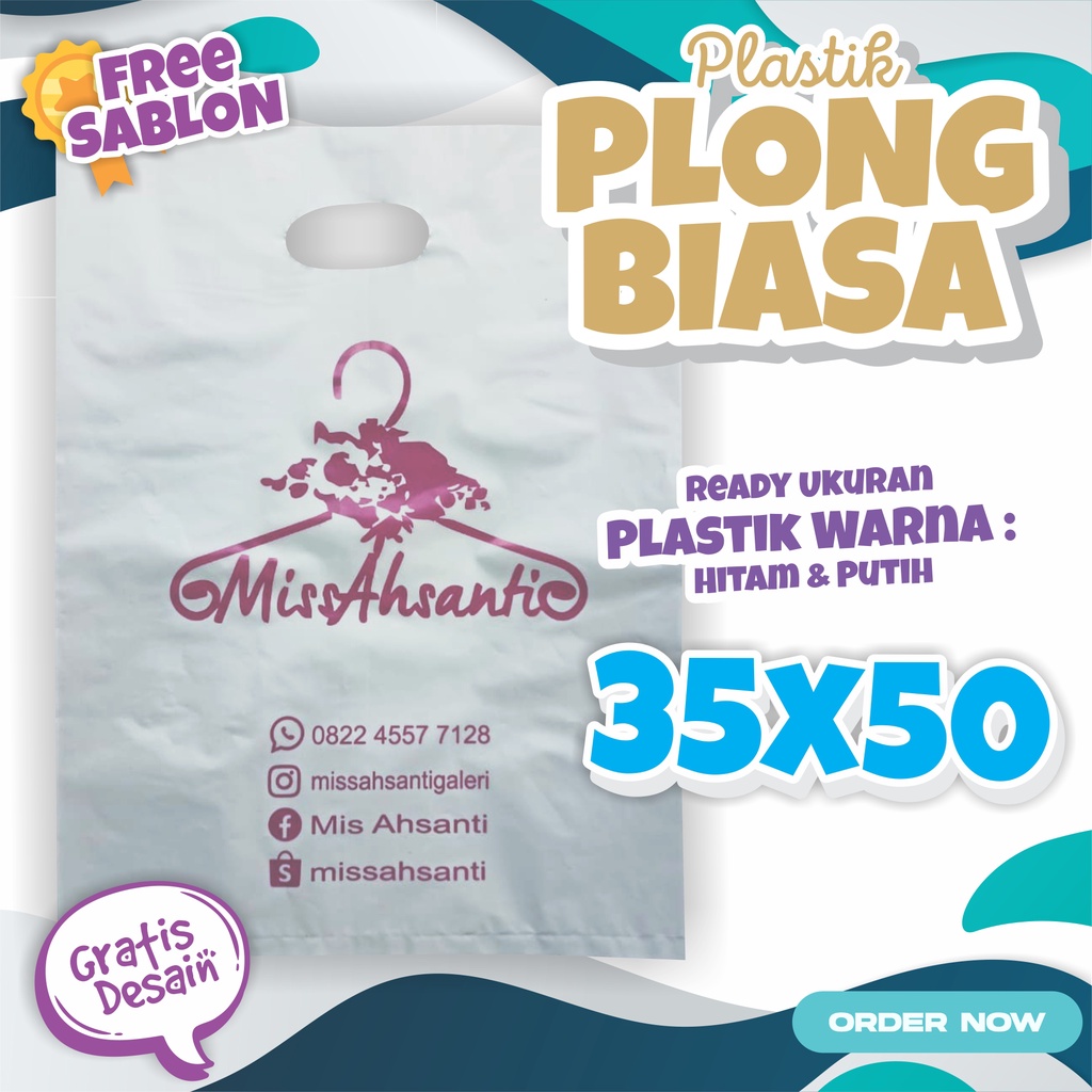 

Custom Tas Plastik Sablon Logo Uk 35*50 Gratis Desain Harga Produsen Langsung