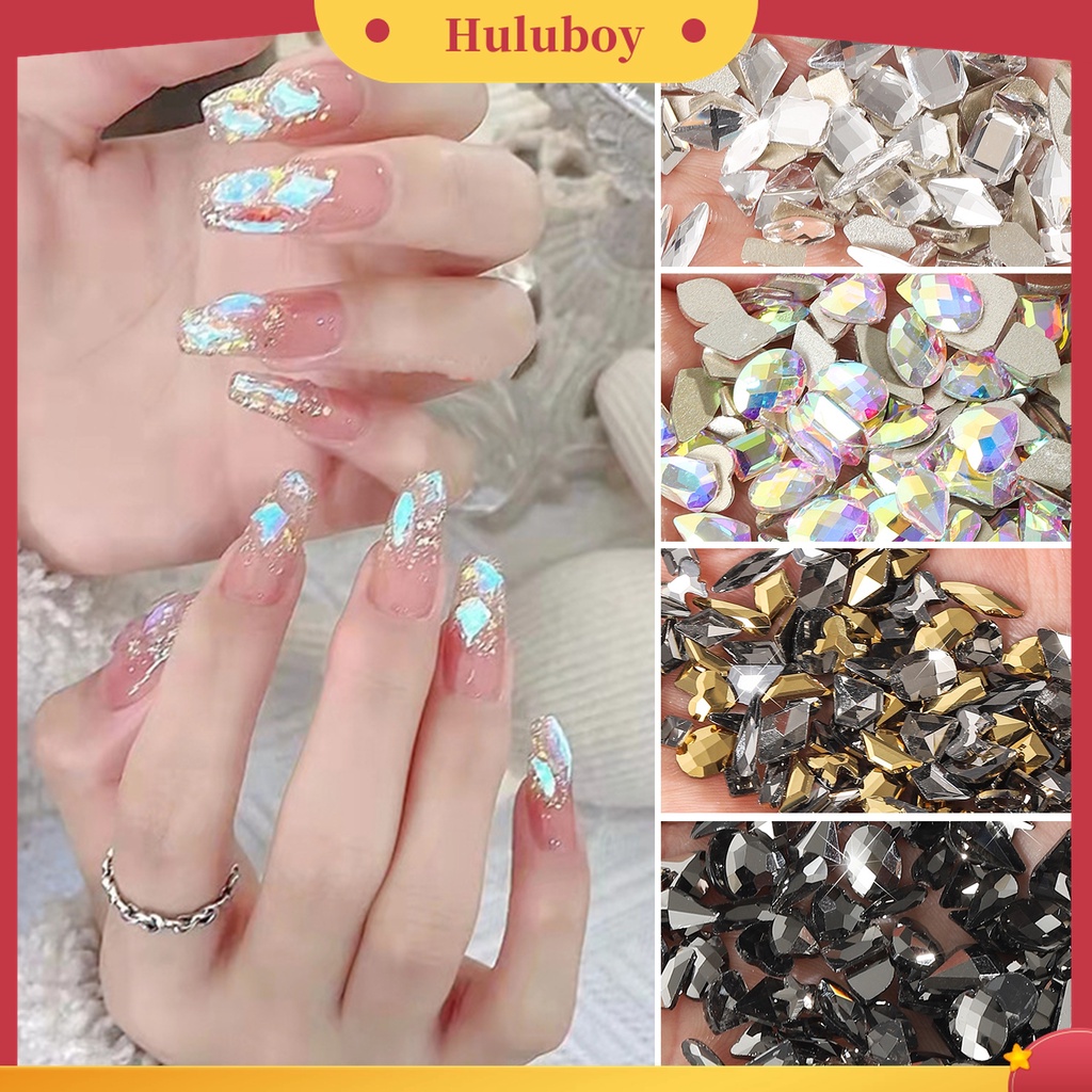 Huluboy Huluboy♡ 100 Pcs Perhiasan Berlian Imitasi Bentuk Phantom Aurora Untuk Dekorasi Kuku Wanita