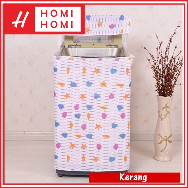 homihomi Cover Mesin Cuci Penutup Plastik Peva WMC011 Motif Kerang