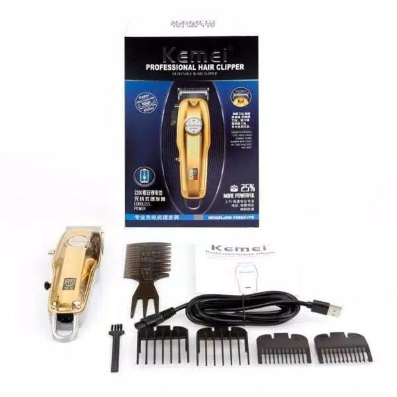 KEMEI KM 1986+PG Electric Cordless LCD Hair Trimmer Hair Cutting / MESIN CUKUR RAMBUT/CLIPER WHAL