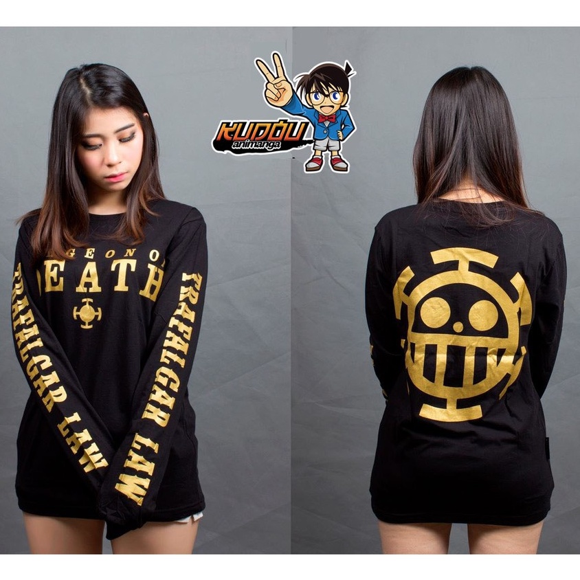 Longsleeve Law Death Ultimate Gold Kaos Lengan Panjang Anime Manga Wibu Otaku Unsiex One Piece Pirates Trafalgar Law