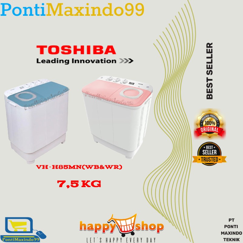 MESIN CUCI 2 TABUNG TOSHIBA VH-H85MN(WR) / VH-H85MN(WB) 7,5 KG