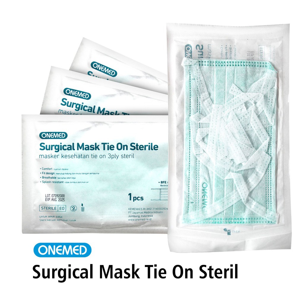 Onemed Masker Bedah Tali Steril Pack Isi 10 Pcs