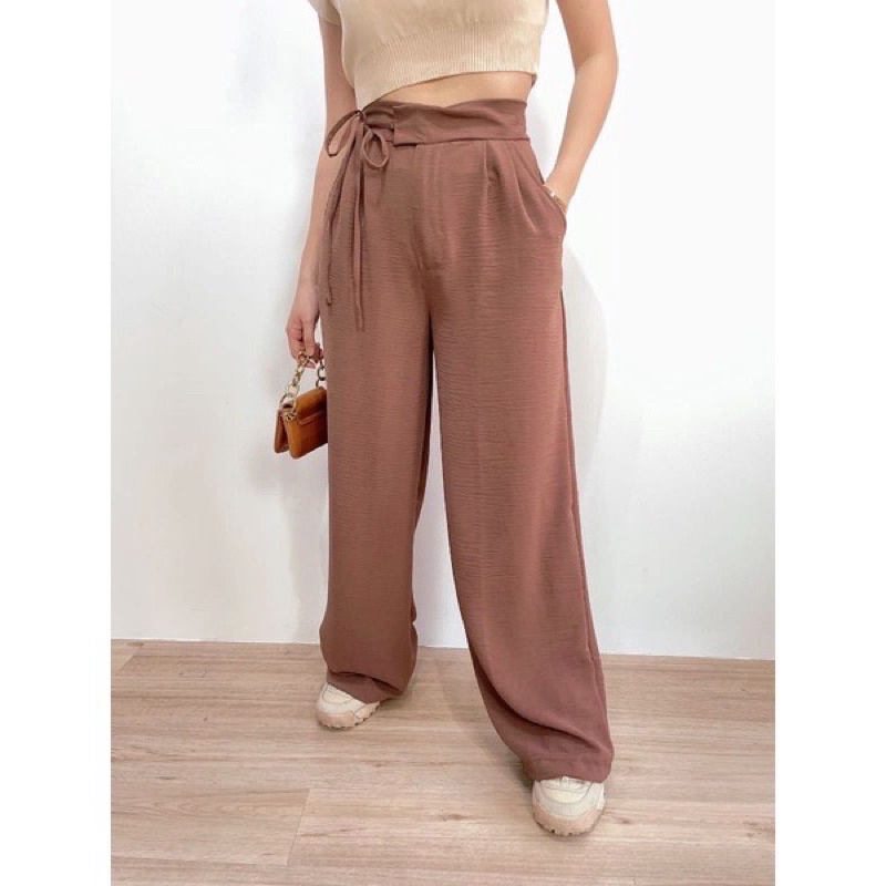 VIOthelabel | Ha-Ri Culotte Airflow Tali Samping / kulot panjang wanita / kulot highwaist-Coklat