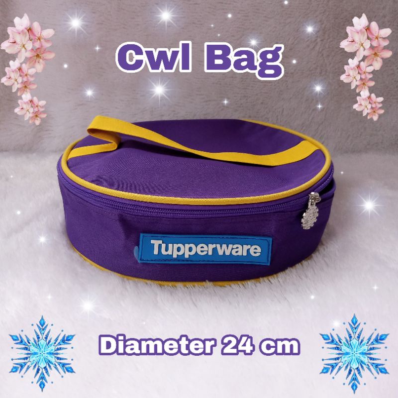 Tas Bulat tupperware ( Zipper  bunga es )