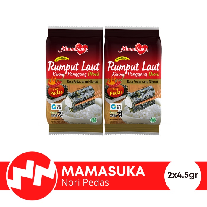 

Rumput Laut Panggang Nori Mamasuka rasa Pedas 2pcs x 4.5gr