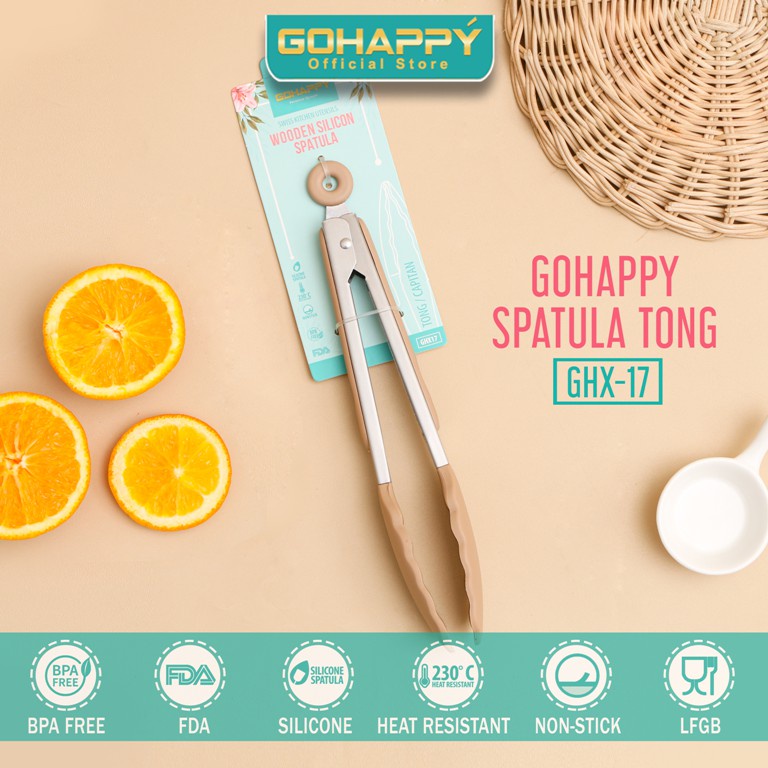GOHAPPY FOOD TONG SILIKON BESAR Super Utensils Pencapit GHX17 Capitan - Spatula Penjepit Makanan Silicone tidak menggores panci