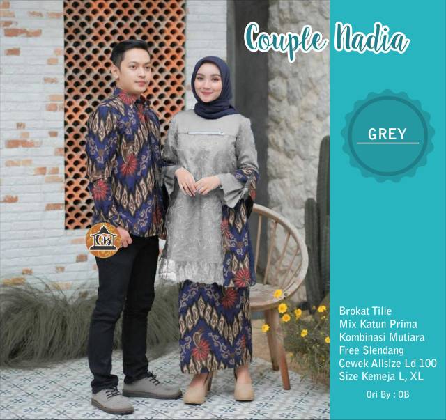 BATIK COUPLE NADIA  SELENDANG MUTIARA sania ruffle - adila couple brokat modern batik modern - BS066