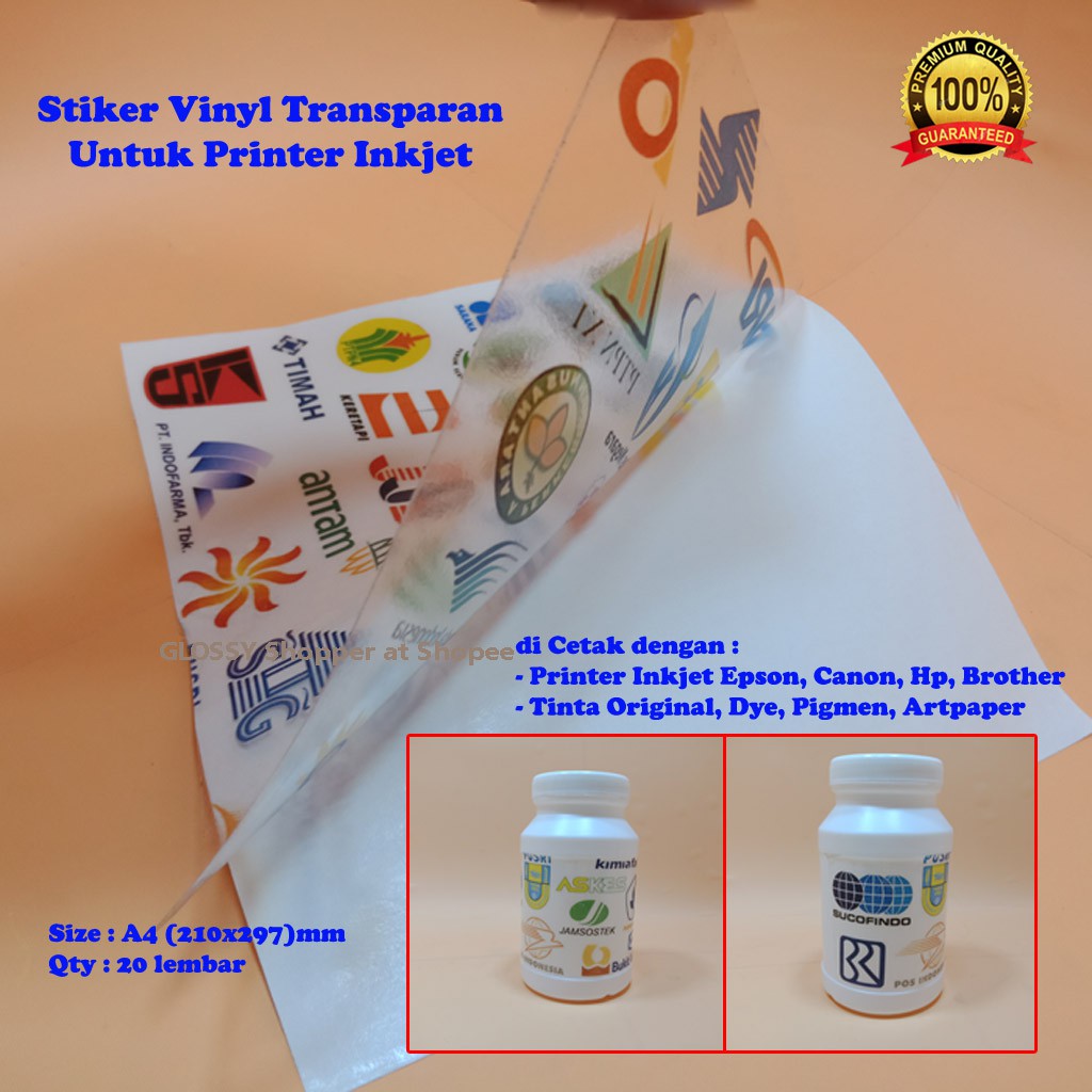 

Stiker Vinyl Transparan / Sticker Transparan Inkjet A4