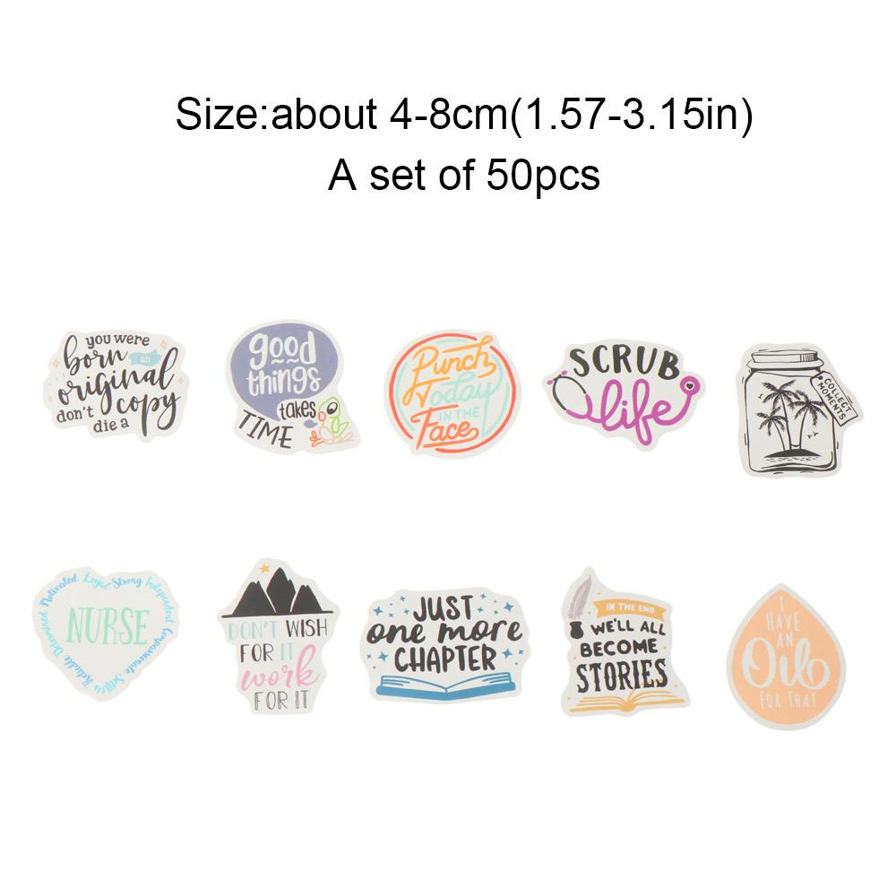 Nanas 50pcs Ungkapan Inspirasi Stiker Notebook Laptop Scrapbooking Alat Tulis Graffiti Decal