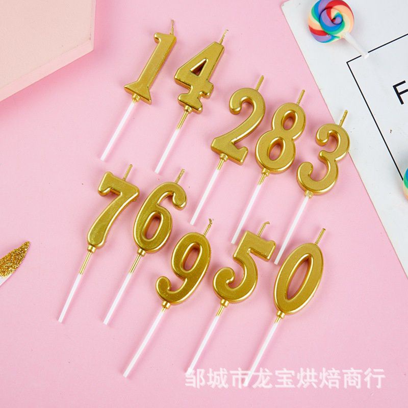 Home Baking Lilin angka 0-9 Gold / Lilin Ultah Emas / Lilin Angka Ultah / Lilin Cantik / Lilin Happy