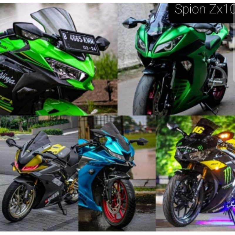 Spion Model Ninja ZX10R Ninja 250FI R25 - R15 - CBR 150 - 250 - GSX - DLL Plus Packingan Buuble Warp + kardus paking aman