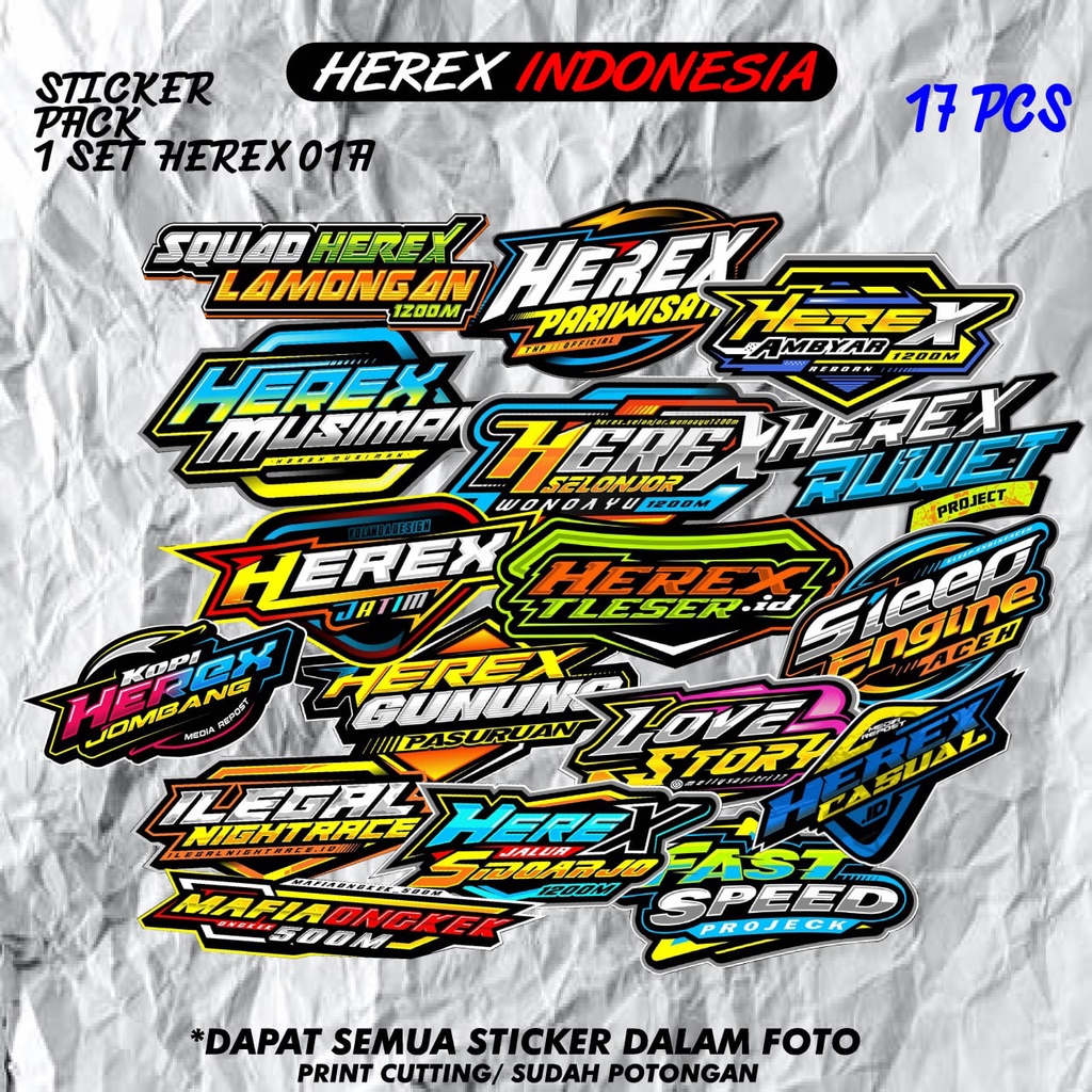 STICKER PACK 1 LEMBAR HEREX / RACING / STIKER PACK / STIKER MOTOR / STICKER BALAP CUTTING