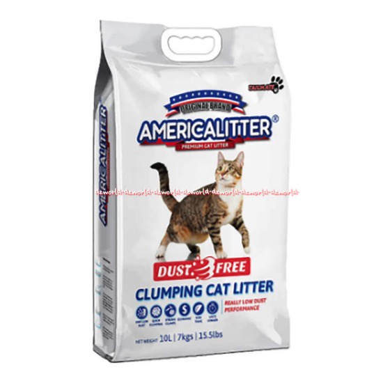 Americalitter Dust Free 10L Clumping Cat Litter America litter Pasir Kucing Bebas Debu Mengontrol Bau Tidak Sedap 10 Litter
