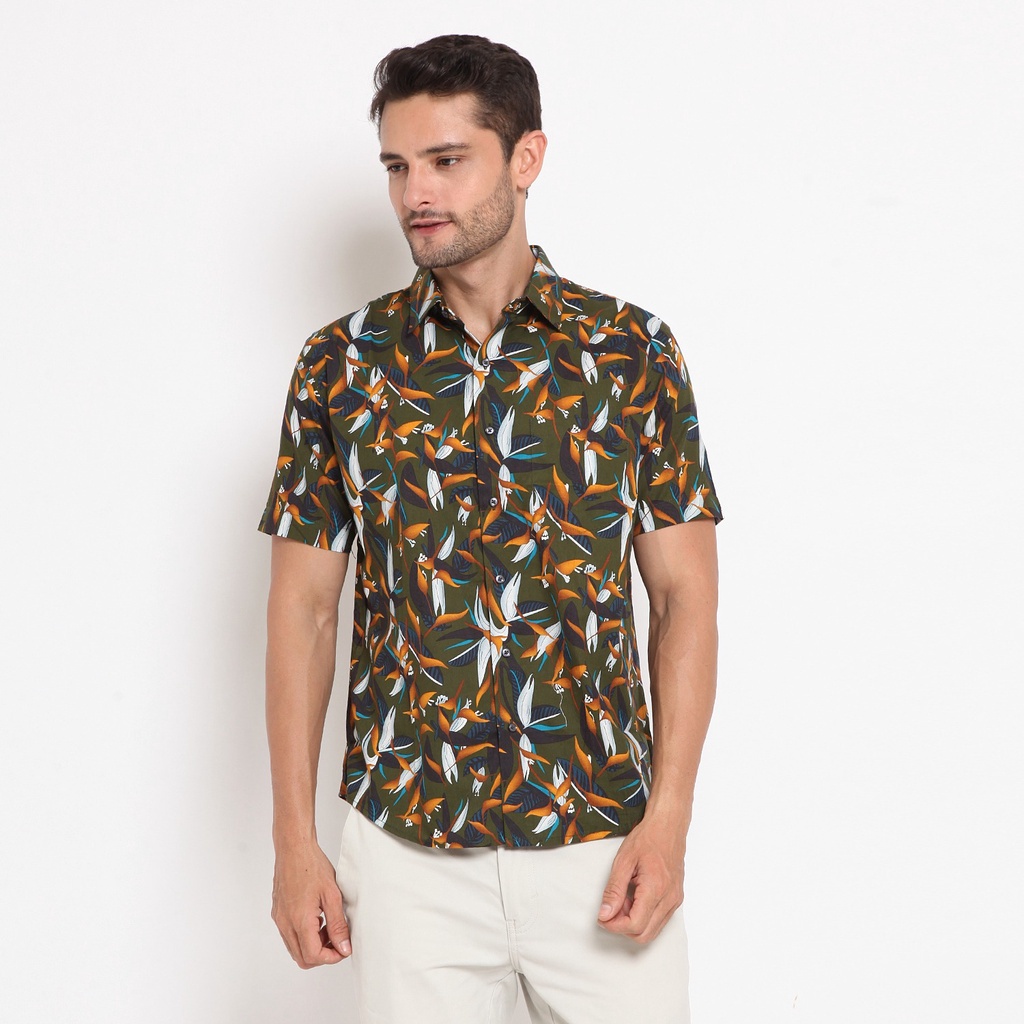 LR-2 Kemeja Pria Hawaii Pendek Army 0090