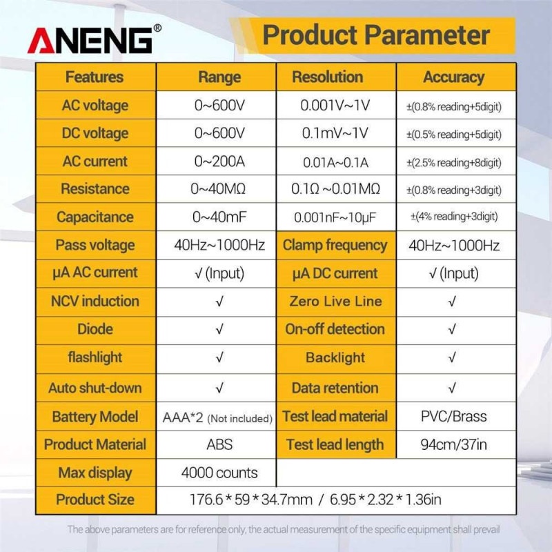 Tang Amper Digital Multimeter Voltage Tester Clamp Pengukur Arus AN15