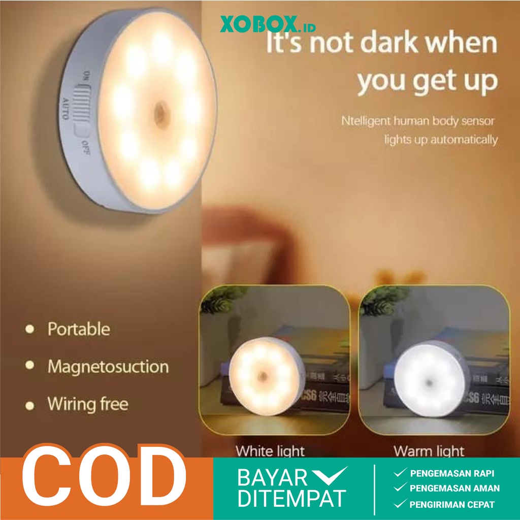 LAMPU TIDUR SENSOR GERAK LED LAMPU LEMARI TANGGA EMERGENCY HM011 - XOBOX