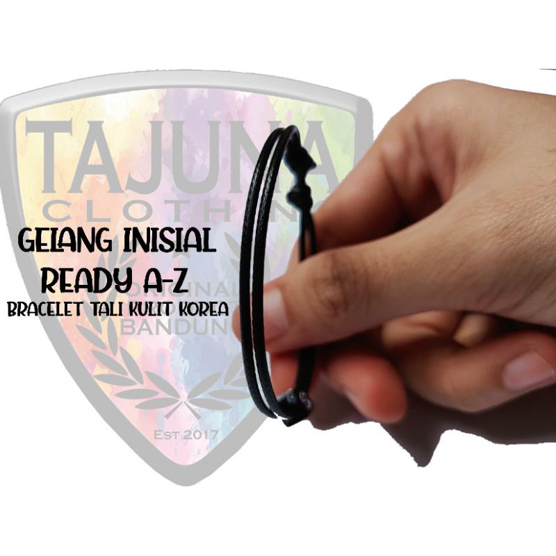 Gelang tali kulit korea huruf inisial,ready A-Z Bracelet tali kulit korea