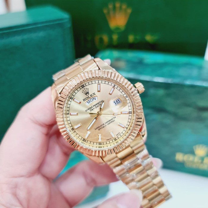 JAM TANGAN WANITA | ROLEX OYSTER RANTAI ORI HARI TANGGAL BOX FULLSET