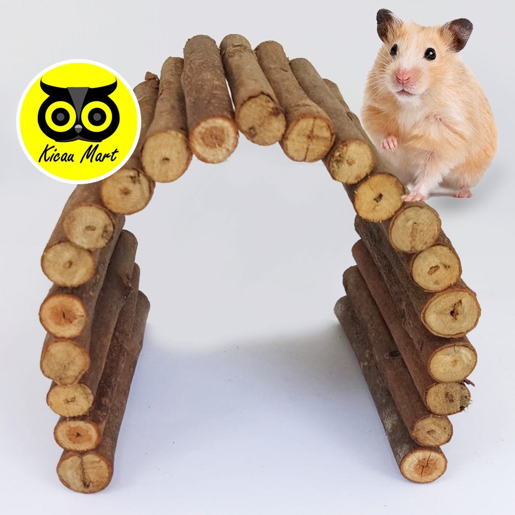 JEMBATAN HAMSTER KAYU FLEKSIBEL MAINAN AYUNAN HAMSTER SUGAR GLIDER SG BURUNG IGUANA 25 X 10CM JMS25