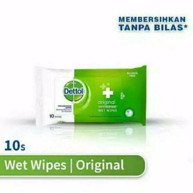 Tissue Basah Dettol Wet Whipes Original 10 Sheet (Anti Bakteri Detol)Barang Dijamin original#.