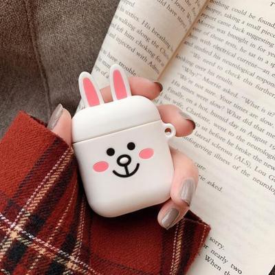 Case Pelindung Bahan Silikon Motif Kartun Dengan Pengait Untuk Airpods 1 / 2 i12-Kelinci 2-