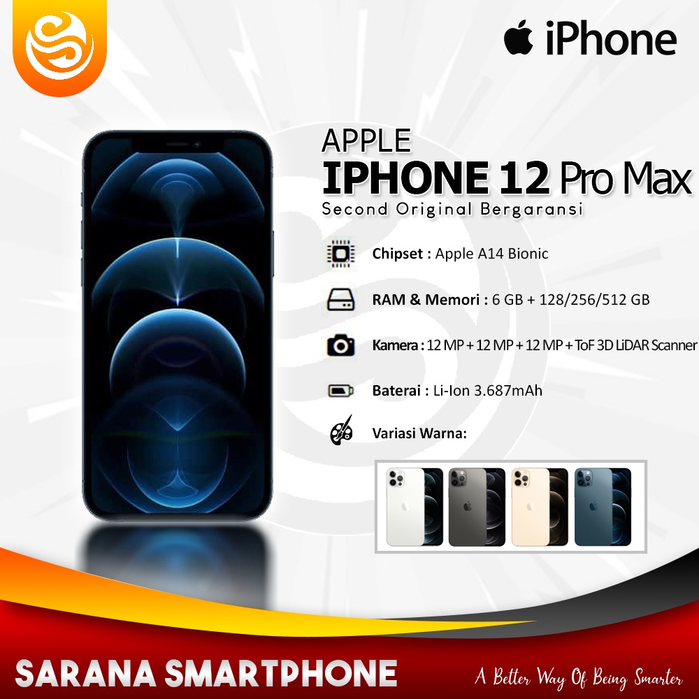 Jual Apple Iphone 12 Pro Max [128GB | 256GB | 512GB] Second Original ...