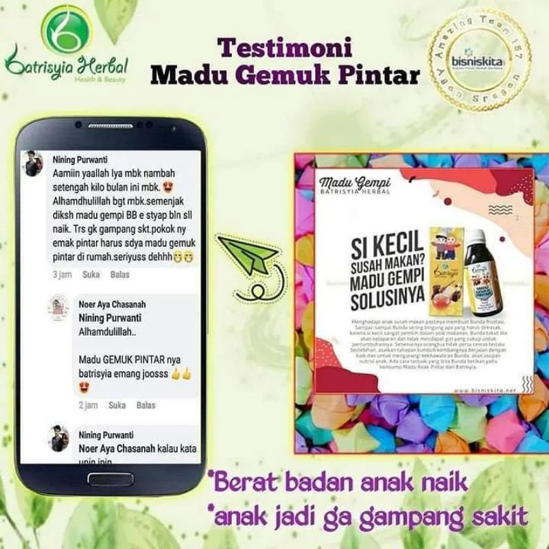 MADU GEMPI ATASI ANAK GTM/ MADU ANAK GEMUK PINTAR/PENGGEMUK BADAN ANAK/MADU PENAMBAH NAFSU MAKAN ANAK/NUTRISI VITAMIN ANAK