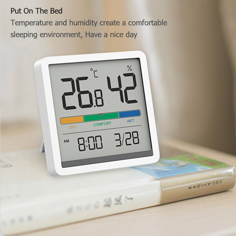 MIIIW Thermo Hygrometer Sensor Clock Temperature And Humidity Time Date 3.34inch Huge LCD Display Home Indoor Baby Room Monitor