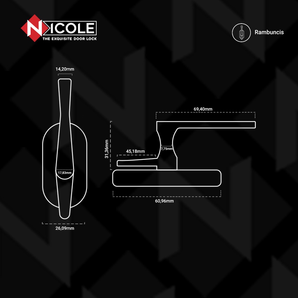 Rambuncis Jendela / Grendel Kunci Jendela Nicole 3 Warna Ukuran Besar Zinc