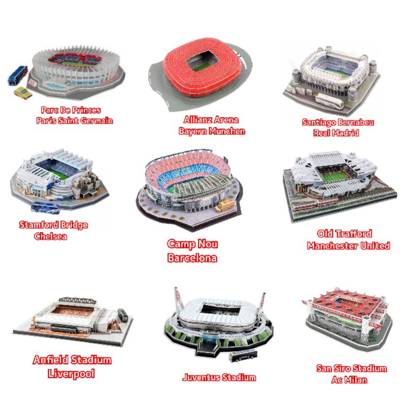 3D Puzzle Stadion Sepakbola Miniatur Rakitan - Model Stadion Besar