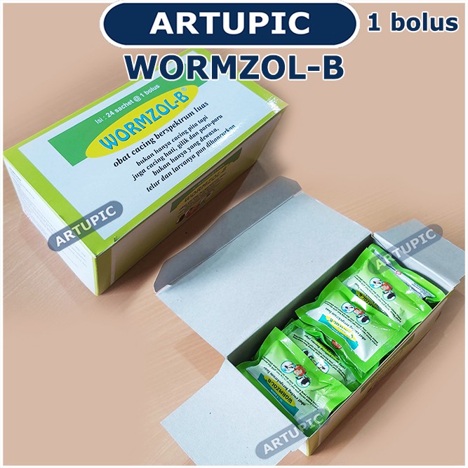 Wormzol Bolus 1 SACHET isi 1 Bolus Obat Cacing Cacingan Pita Sapi Kerbau Kuda Hewan Albendazole