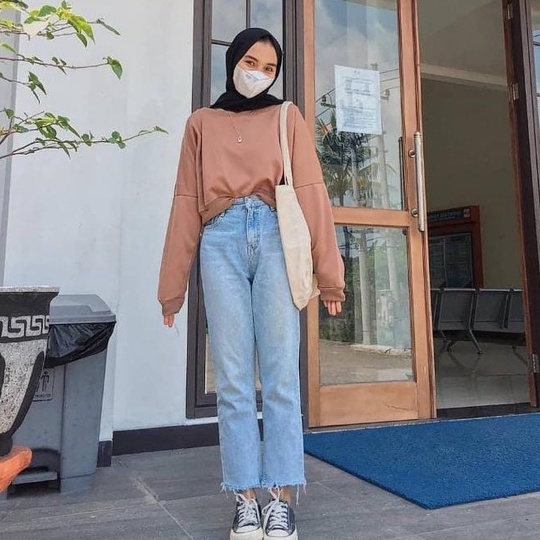 Celana Boyfriend Suwir Bawah Jeans Rawis Highwaist