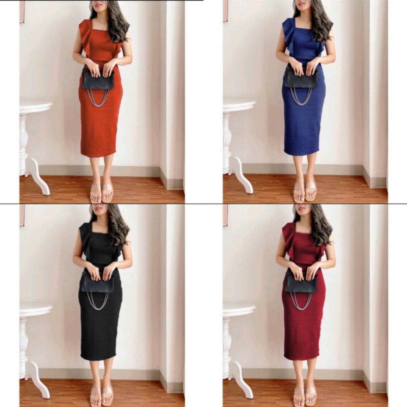 DRESS YONA DRESS SCUBA BODYCON PREMIUM POLOS DRESS KOREAN STYLE terbaru gaun pesta kondangan