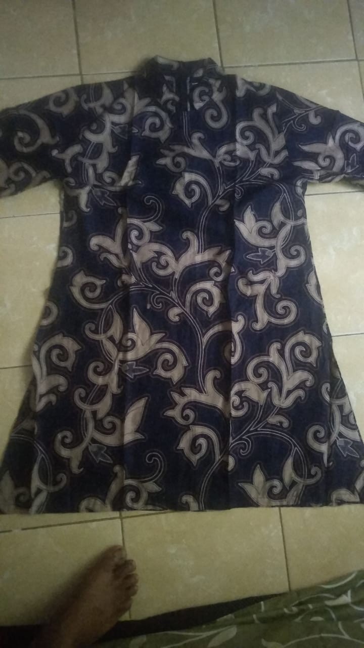 Batik Tunik Shibori Jumputan Terbaru All Size 106cm / Hrb026 Yelbor Navbor / Biru Putih / Original..