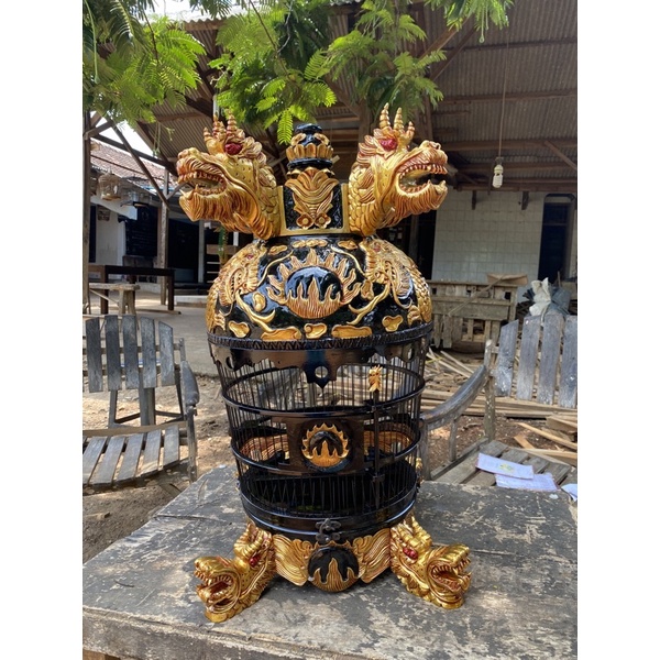 sangkar burung perkutut ukir naga mewah