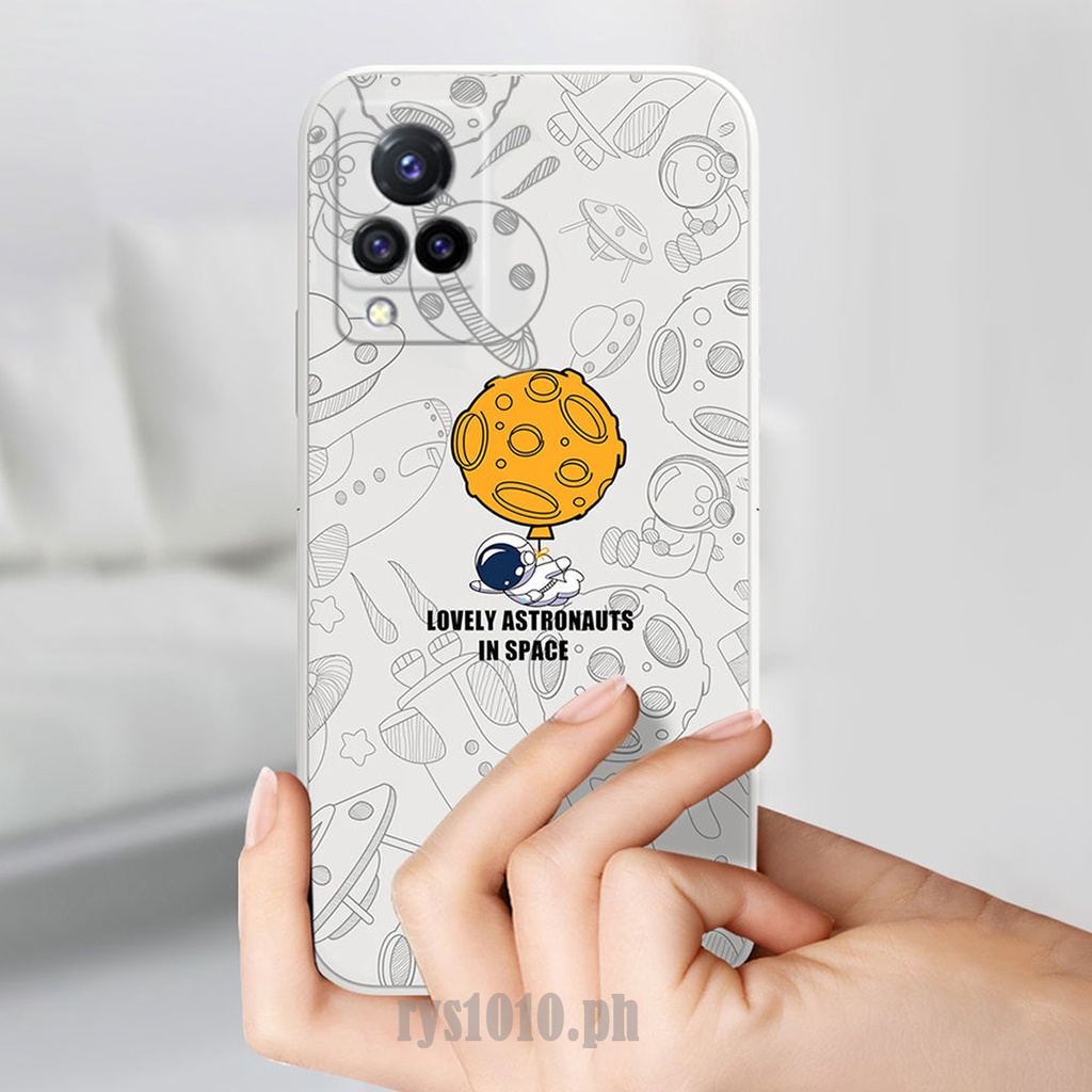 Astronaut case Vivo Y11 Y12 Y15 Y17 Y19 Y30 Y95 Y93 Y91C Y91 Y50 Y7S Y1S S1 V15  Z1 Pro V15 PRO Y21 V21 Y52S lembut TPU shockproof pelindung penutup dengan lanyard case-4